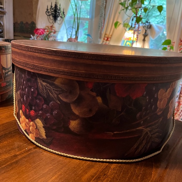 Other - Decorative  big hat box Brown and Red Home Accent Box